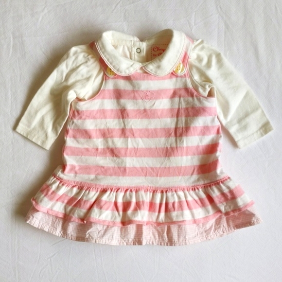 chaps preppy dropped waist jumper dress matching outfit set 3 months baby girl - Picture 1 of 8